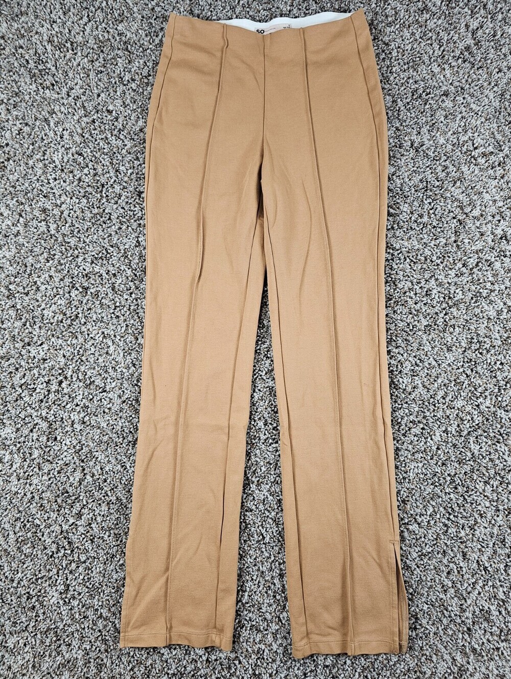 SO Womens Sz S High Rise Straight Leg Pull On Dress Pants Beige Front Seam
